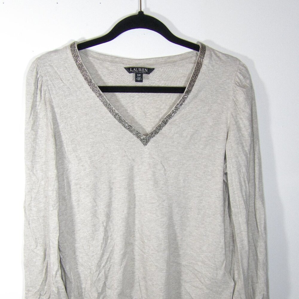Ralph Lauren Black Label Women's Knit Top with Rhinestones around Neck Size S/P